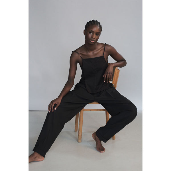SOFT MIST | ORGANIC WOOL PLEATED TROUSERS