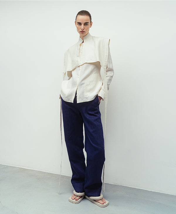 SOLO | TAILORED HEMP LONG POCKET TROUSER