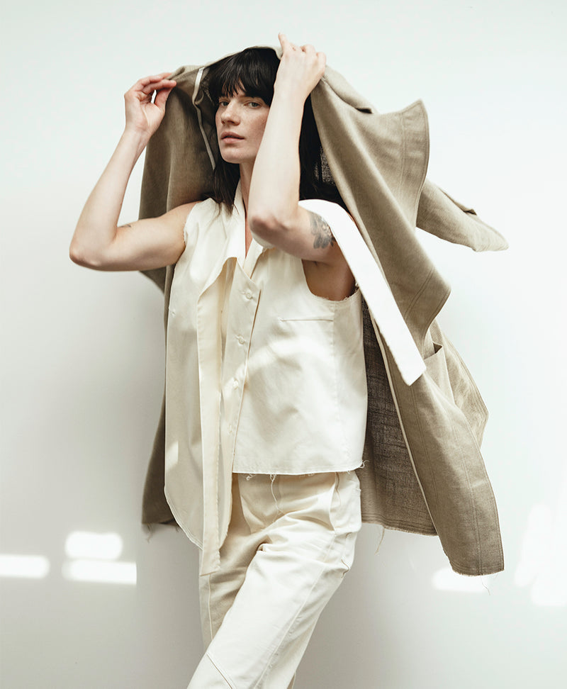 TIME | NATURAL LINEN SCULPTURAL COAT