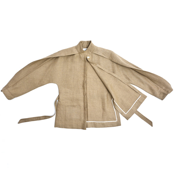 DISH DASH | NATURAL LINEN SCULPTED JACKET