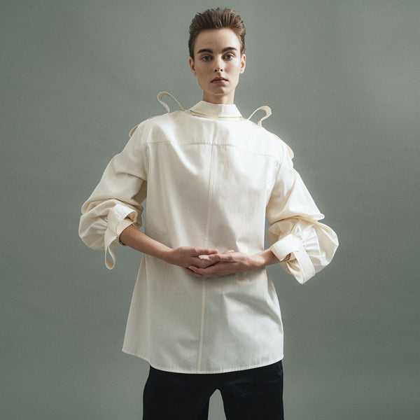 SILVER & BLUE | PLAYFUL SHOULDER & CUFF DETAIL SHIRT
