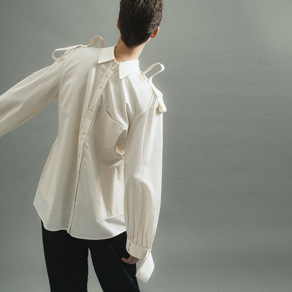 SILVER & BLUE | PLAYFUL SHOULDER & CUFF DETAIL SHIRT