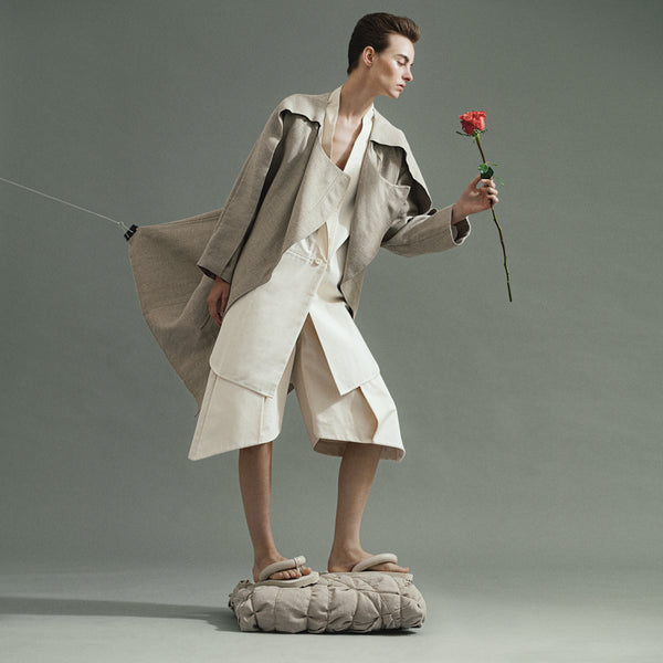 TIME | NATURAL LINEN SCULPTURAL COAT