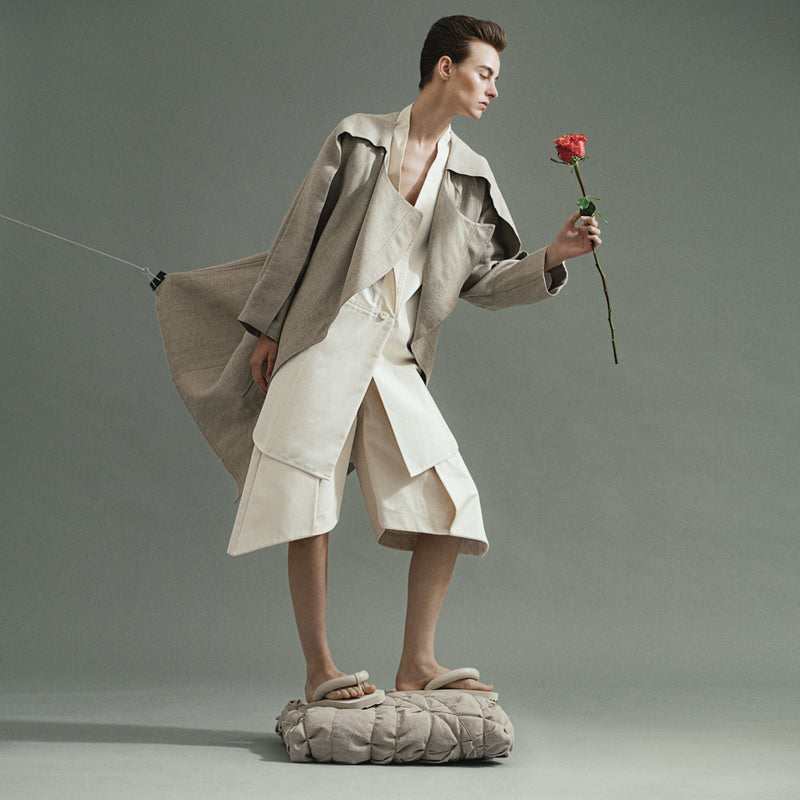 TIME | NATURAL LINEN SCULPTURAL COAT