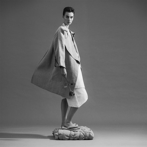TIME | NATURAL LINEN SCULPTURAL COAT