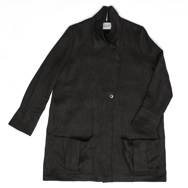 RUFFALOHO | BLACK HEMP PAINTERS COAT
