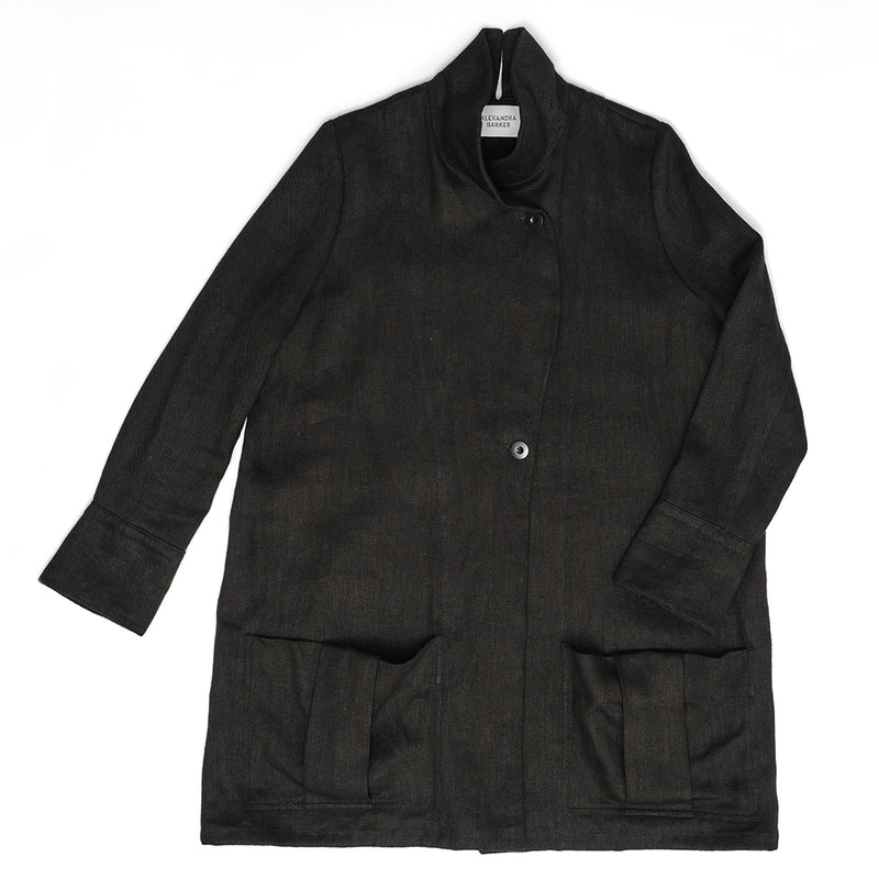 RUFFALOHO | BLACK HEMP PAINTERS COAT
