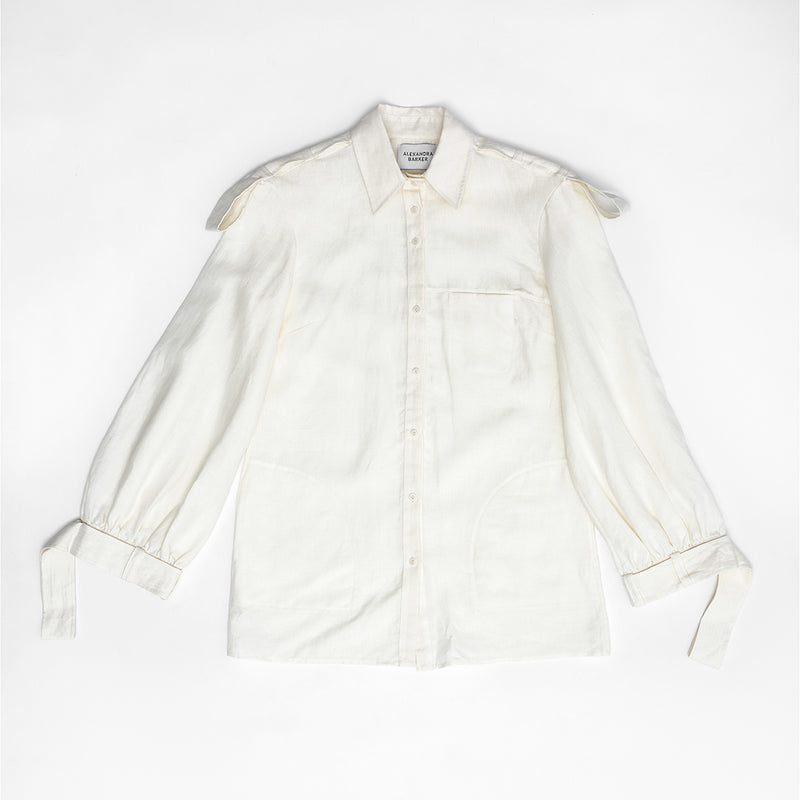 SILVER & BLUE | PLAYFUL SHOULDER & CUFF DETAILED SHIRT