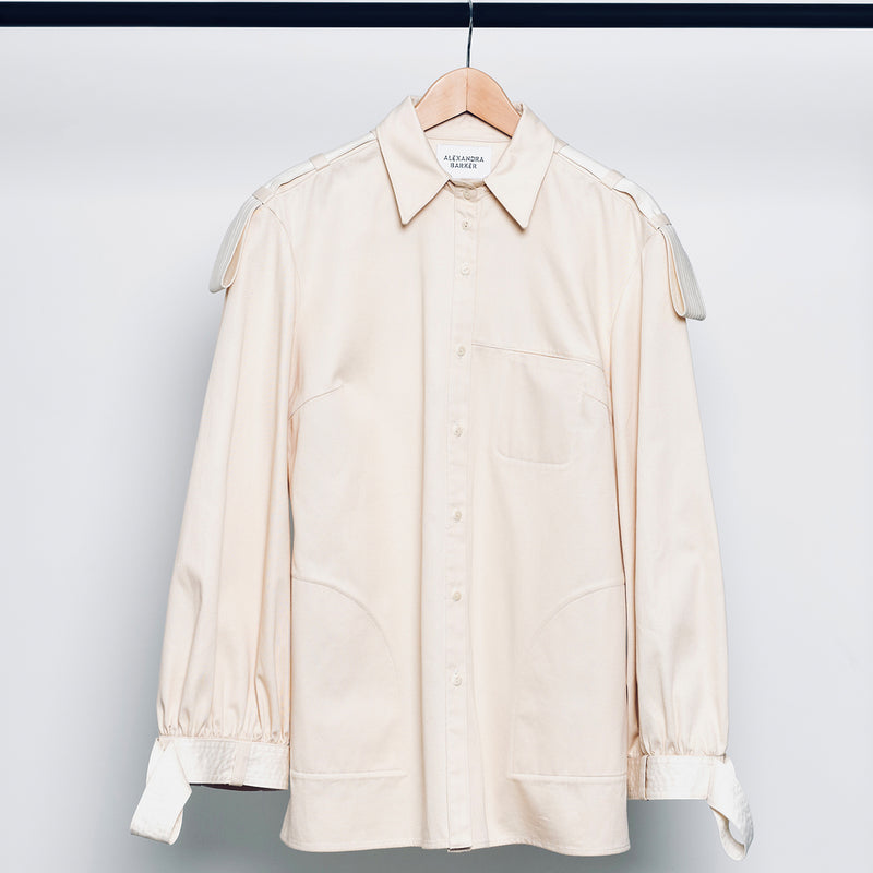 SILVER & BLUE | PLAYFUL SHOULDER & CUFF DETAILED SHIRT