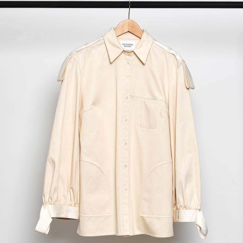 SILVER & BLUE | PLAYFUL SHOULDER & CUFF DETAILED SHIRT